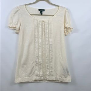 LRL. Cream top. Size M. Lace detail in front